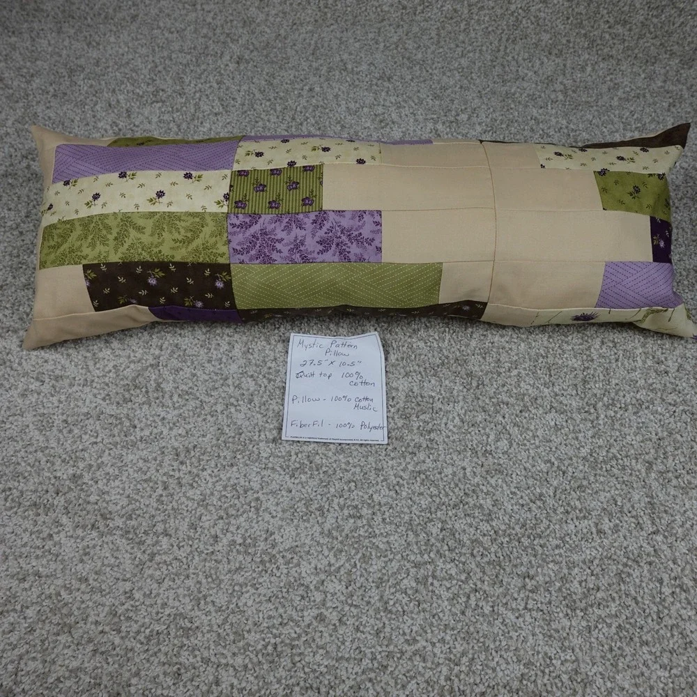 Handmade‎ Patchwork Quilt Lumbar Pillow Mystic Floral Pattern 27.5x10.5